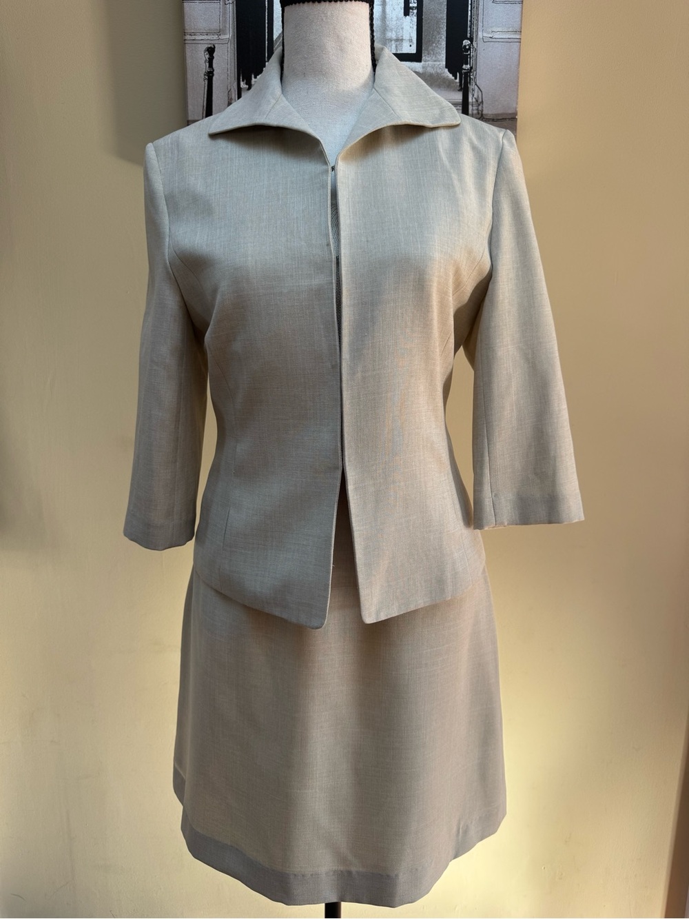Women's Beige Suit Set - Classic Collared